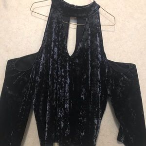 Off shoulder velvet top